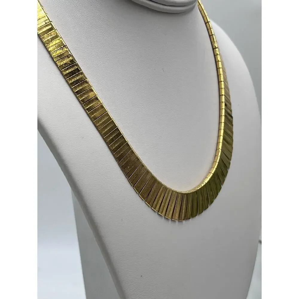 Napier Choker Gold Tone Egyptian Revival Tailored Signed VTG 80s Collar Necklace